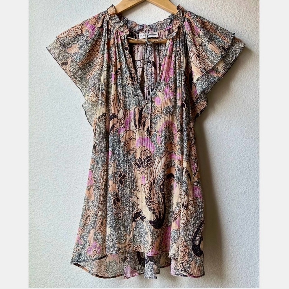 Ulla Johnson Tops | Ida Floral Plissé Top Ivory/Multi Sz 4 - Picture 5 of 10